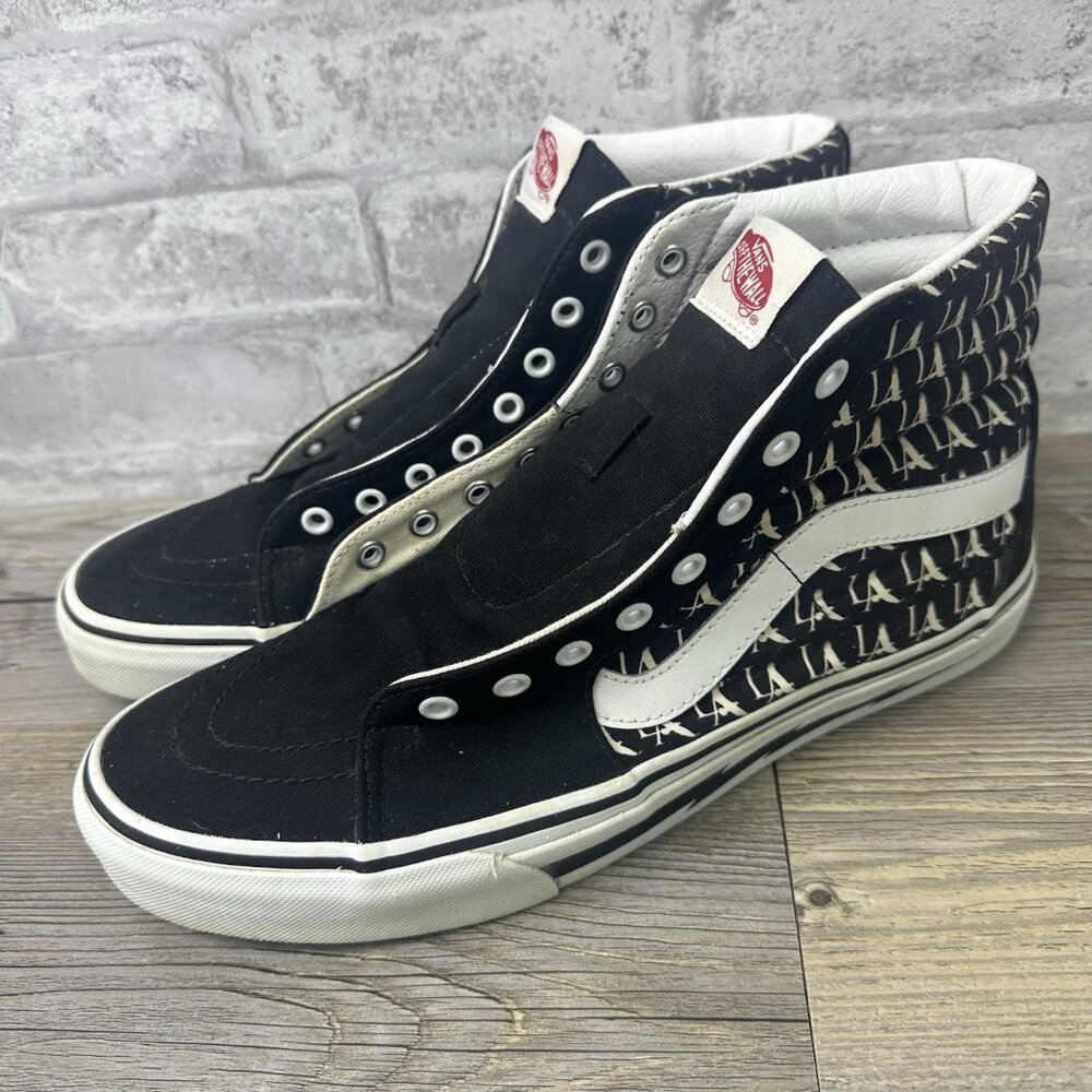 Vans Old Skool Sk8 Black Logo Repeat LA Dodgers High Top Sneakers Shoes Sz 11
